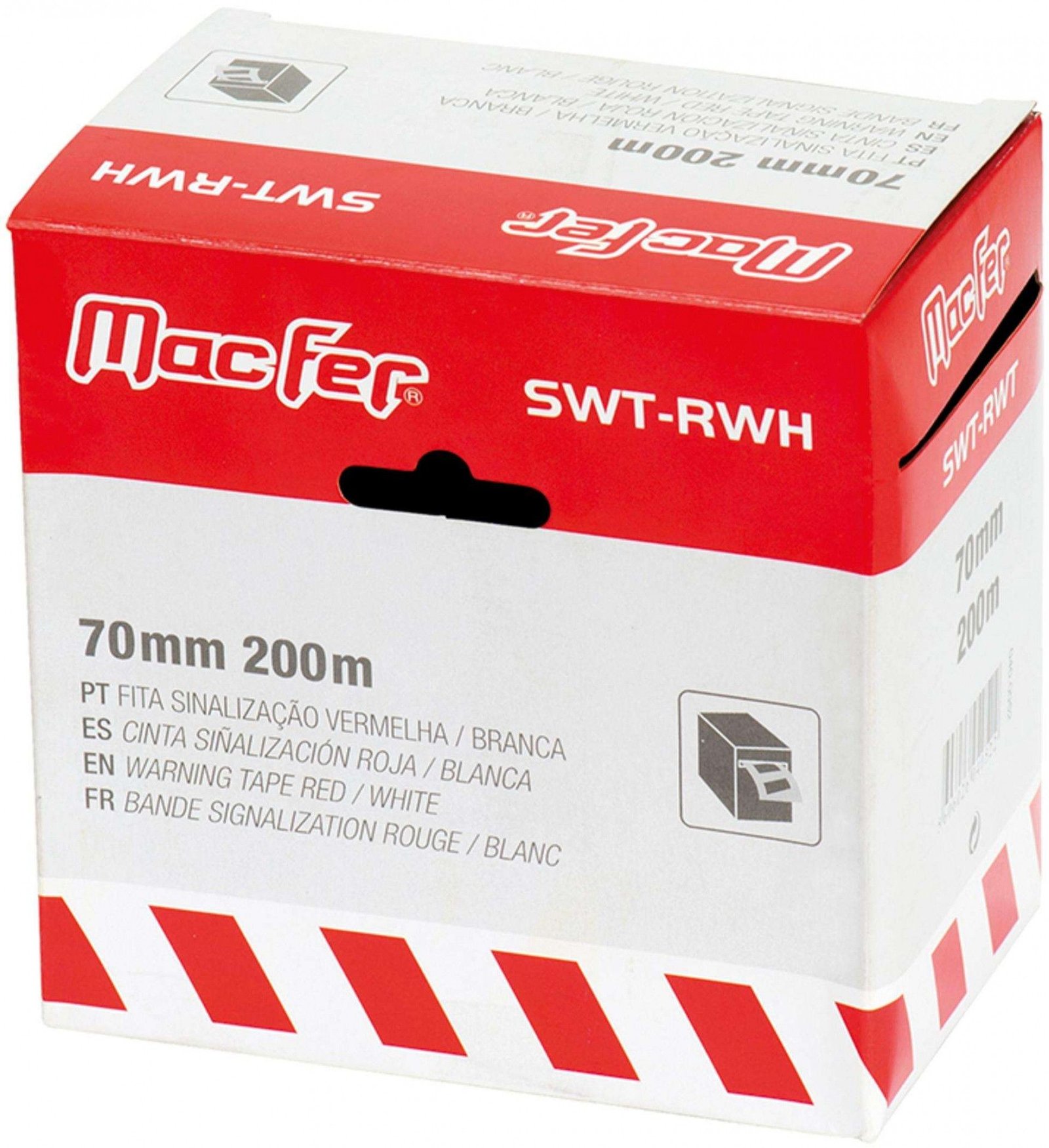 Fita sinalização MacFer 70mm 200m vermelha/ branca - Image 2