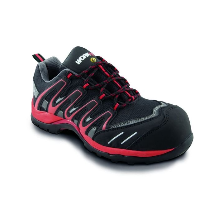 Sapato de segurança ESD Workfit Trail vermelho