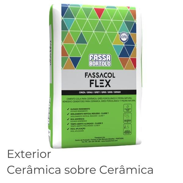 Cimento Cola Exterior Fassacol Flex Cinza 25KG C2TE